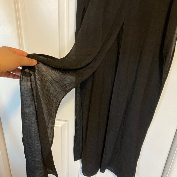 #38 Joseph Ribkoff Black Gauze Flowy Pants with Skirt Overlay, Size 4 - Picture 5 of 8